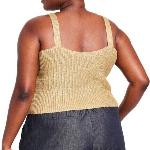 NEW Kika Vargas Chunky Gold Sweater Sleeveless w/Straps Metallic Tank 4x Plus - Picture 5 of 13